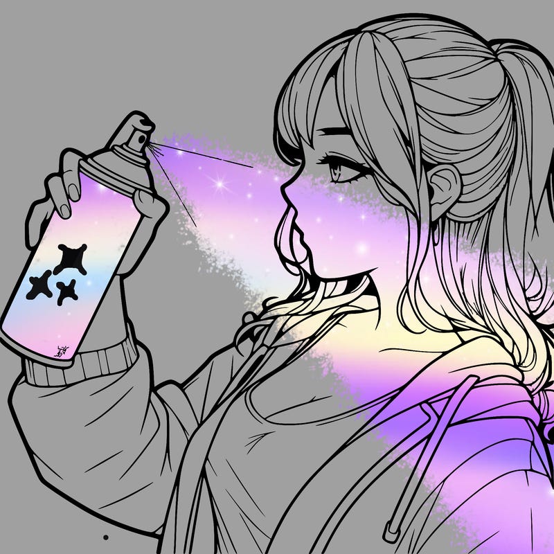 a realistic girl spray, painting