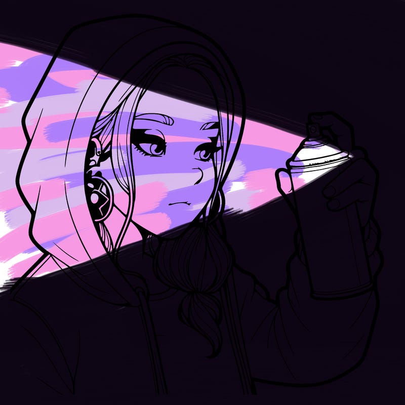 a realistic girl, spray painting