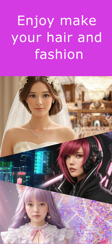 AI-generated bridal, futuristic, and princess hairstyles and fashion previews
