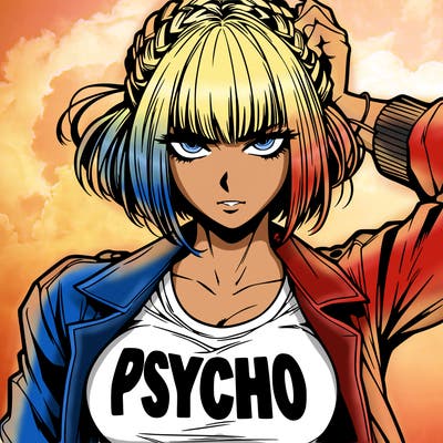 badass, pyscho female manga character