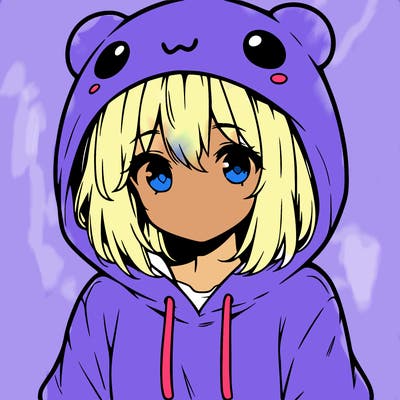 anime cute girl with hoodie