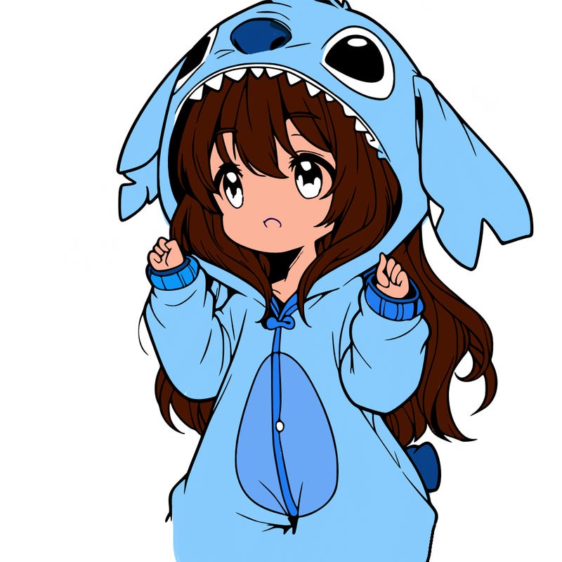 anime girl in a stitch onsie