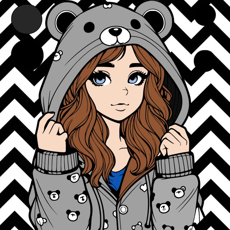 realistic girl in a animal pjs hoodie