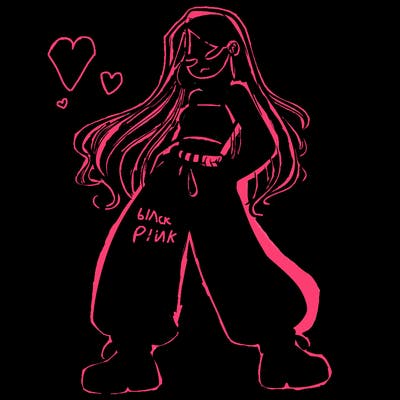 girl in baggy pants crop top and long hair