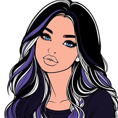 realistic girl with hair on her hair and lips