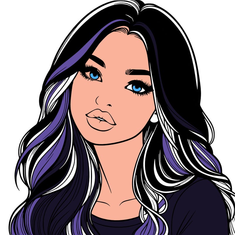 realistic girl with hair on her hair and lips