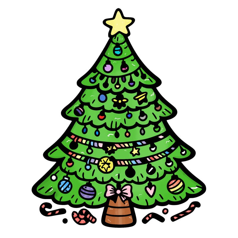christmas tree with lots of details