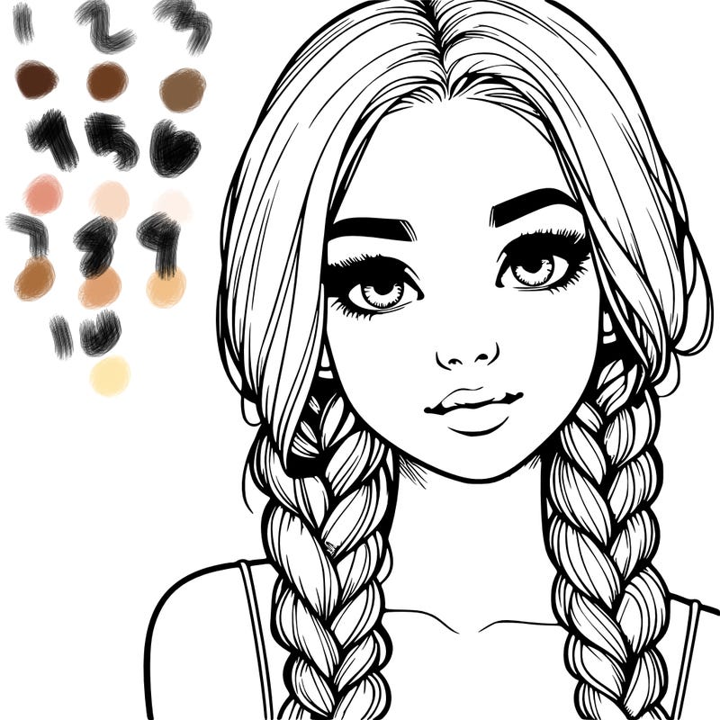 realistic girl with braids
