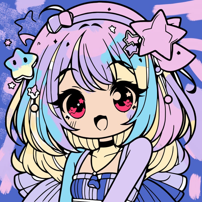 cute anime girl with star accessories