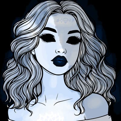 realistic girl with wavy hair and lips