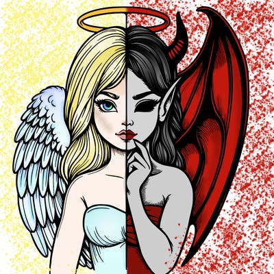 realistic angel half demon