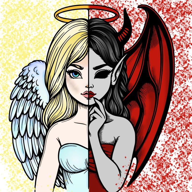 realistic angel half demon