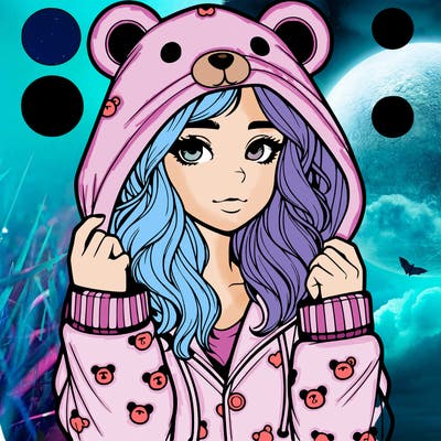 realistic girl in a animal pjs hoodie