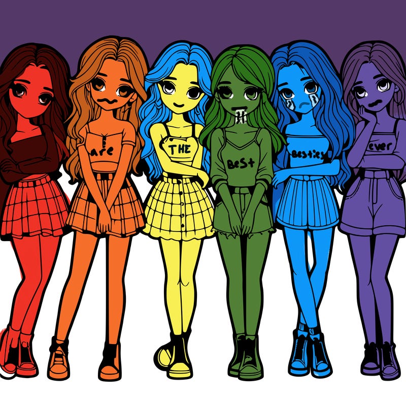 a group of girls realistic