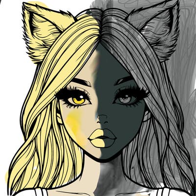 realistic girl with fox ears and realistic lips