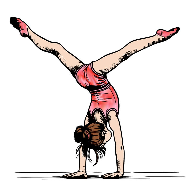realistic gymnastic hand stand girl in four splits