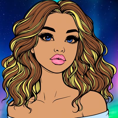 realistic girl with wavy hair and lips