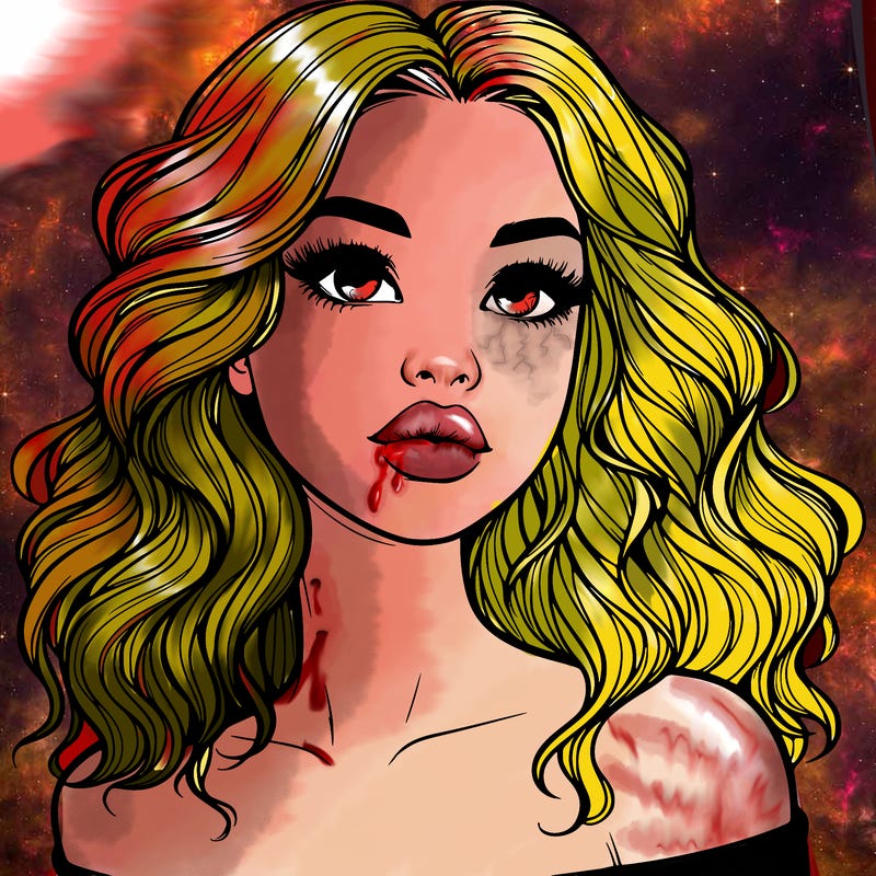 realistic girl with wavy hair and lips