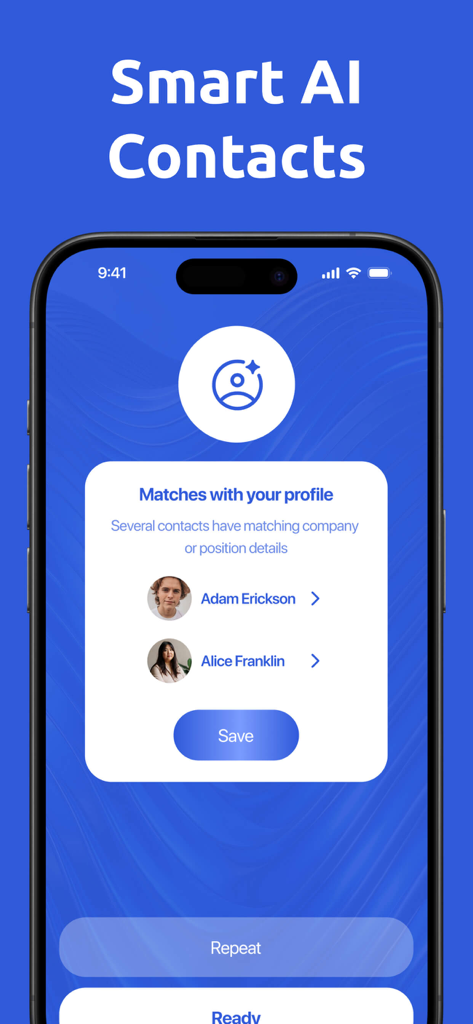 Digital Business Card Scannerㅤ - Smart AI feature matching new contacts with professional profile details in the business card scanner app