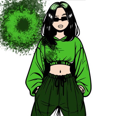 realistic girl faceless with baggy pants and a crop top
