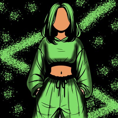 realistic girl faceless with baggy pants and a crop top