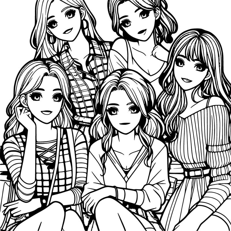 a group of girls realistic