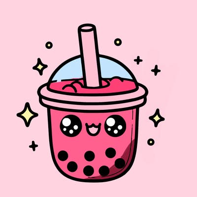 cute boba tea with a face