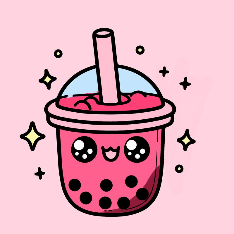 cute boba tea with a face