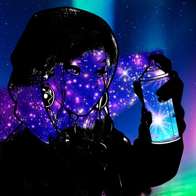 a realistic girl, spray painting