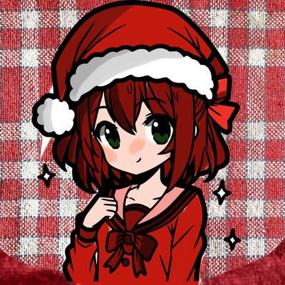 anime girl wearing a santa hat
