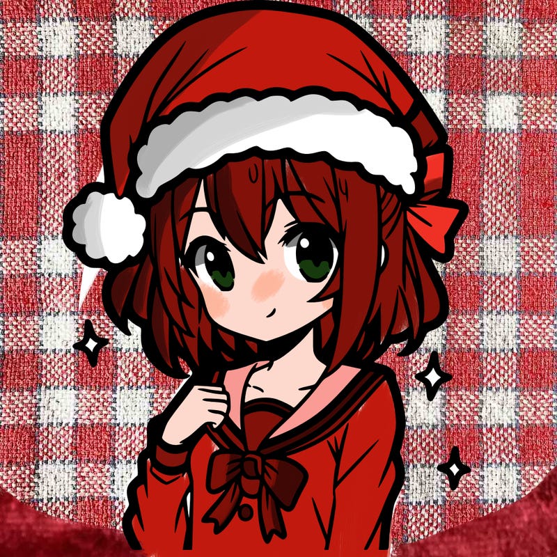 anime girl wearing a santa hat