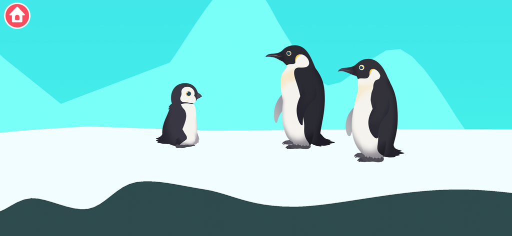 Animal Rescue: Sea Adventure - Three animated penguins standing on ice in a polar environment