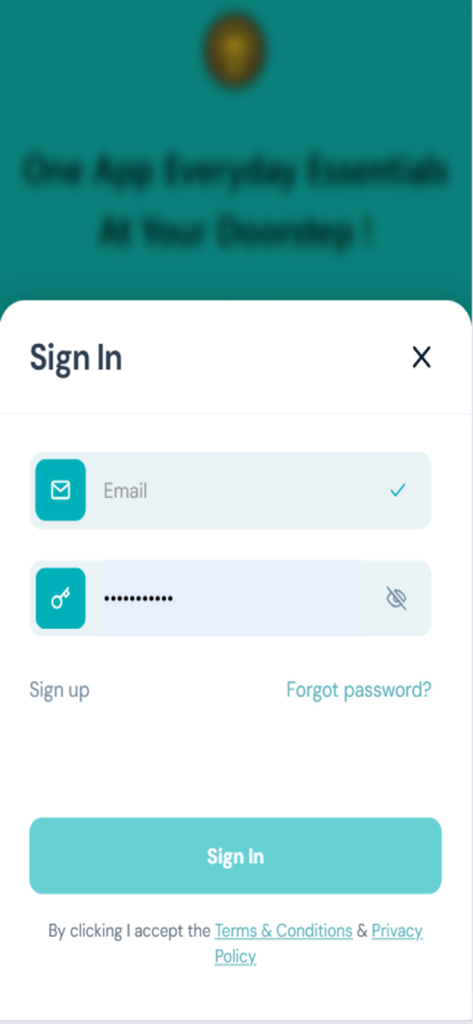 MyLeoMart - Pantalla de inicio de sesión para la aplicación de entrega de comestibles MyLeoMart