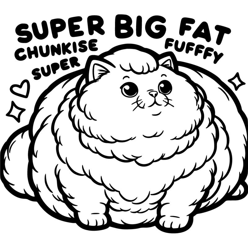 super big fat chunky realistic super fluffy cat