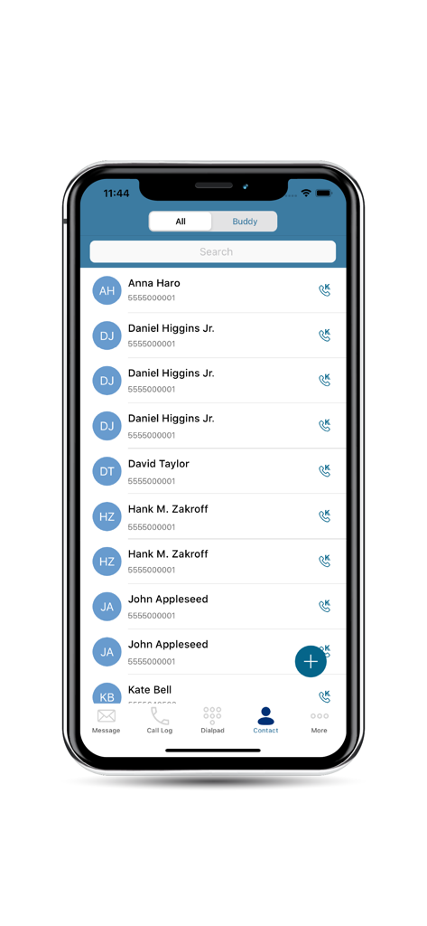 NuruTalk - VoIP Call, SMS - NuruTalk mobile app interface showing the contact list for international VoIP calling and SMS.