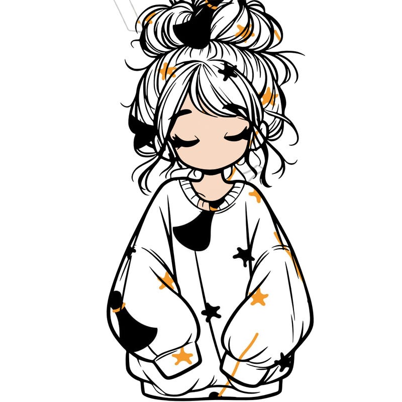 girl with baggy sweatshirt and messy bun