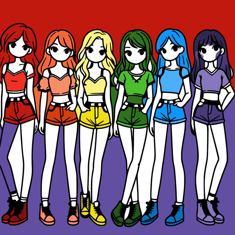 a group of girls wearing crop tops and shorts