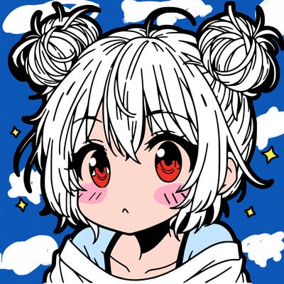 a manga girl with messy small buns