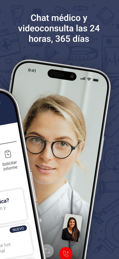 Telemedicina PEP - Uma tela de smartphone mostrando uma consulta médica por vídeo 24/7 entre um paciente e um médico no aplicativo Telemedicina PEP.