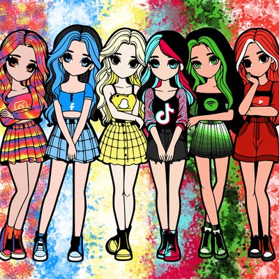 a group of girls realistic