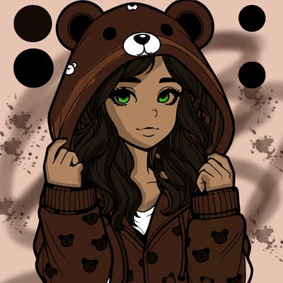 realistic girl in a animal pjs hoodie