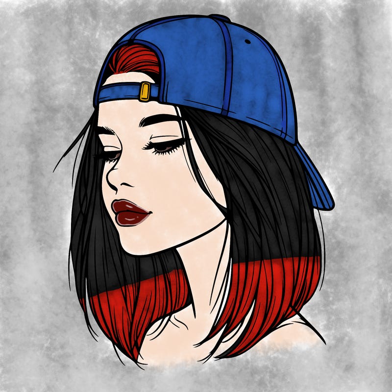 realistic  girl with a backwards hat