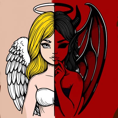 realistic angel half demon