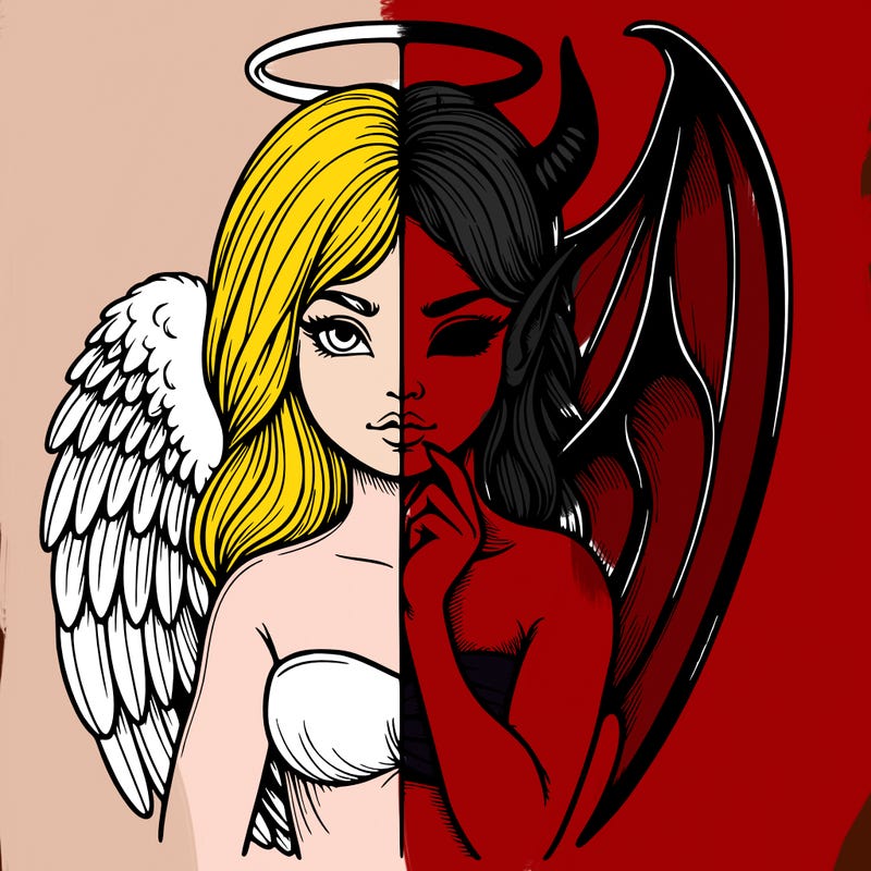 realistic angel half demon