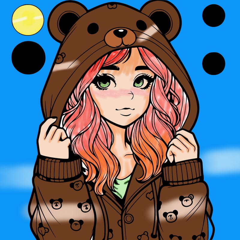 realistic girl in a animal pjs hoodie