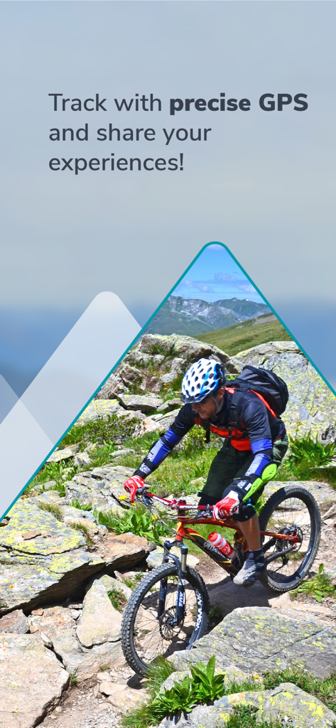 RealityMaps 3D tour planner - A mountain biker navigating a rocky mountain trail with precise GPS tracking
