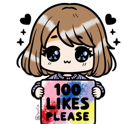 cute girl holding a sign saying 100 likes please