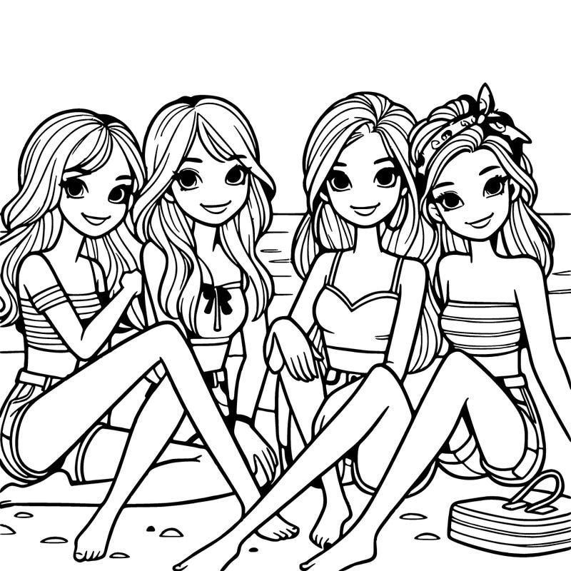 three teenage girls on the beach