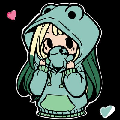 a girl holding a froggy hoodie