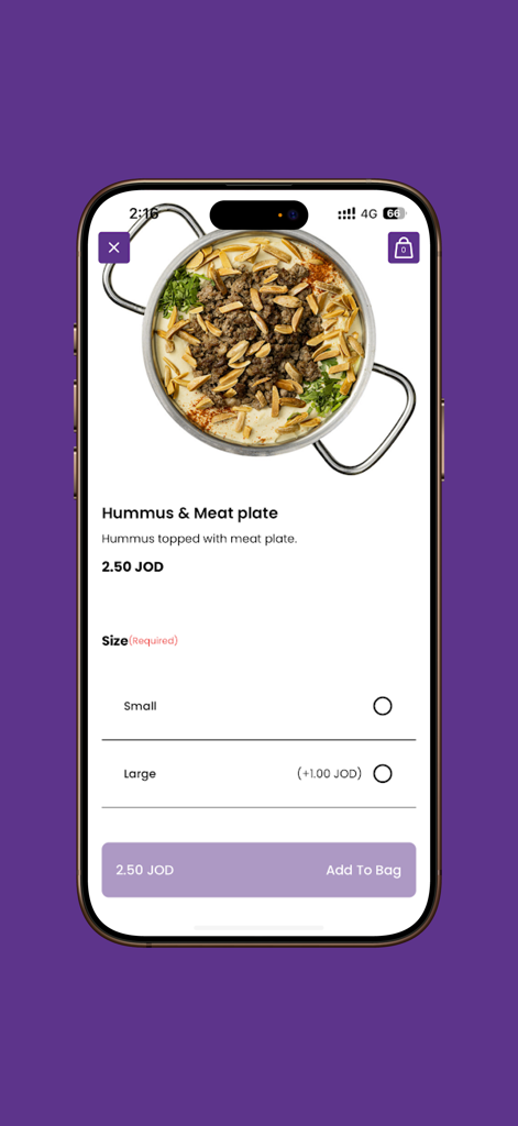 Nidal Al Kalha - Hummus and Meat plate menu item on the Nidal Al Kalha app